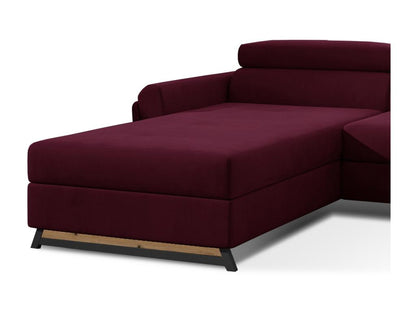 Canapé angle gauche convertible velours bordeaux avec appuis-tête réglables Artigeo 300cm GSVC23418