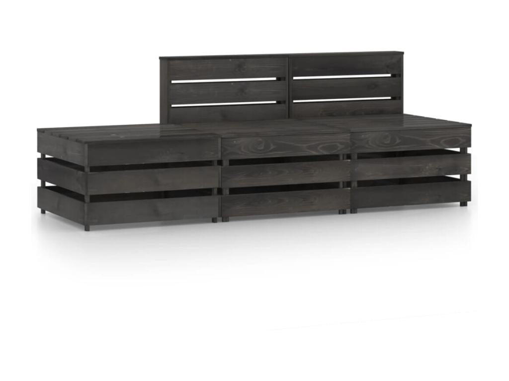 Salon de jardin 3 pièces Bois de pin imprégné de gris URCR92463