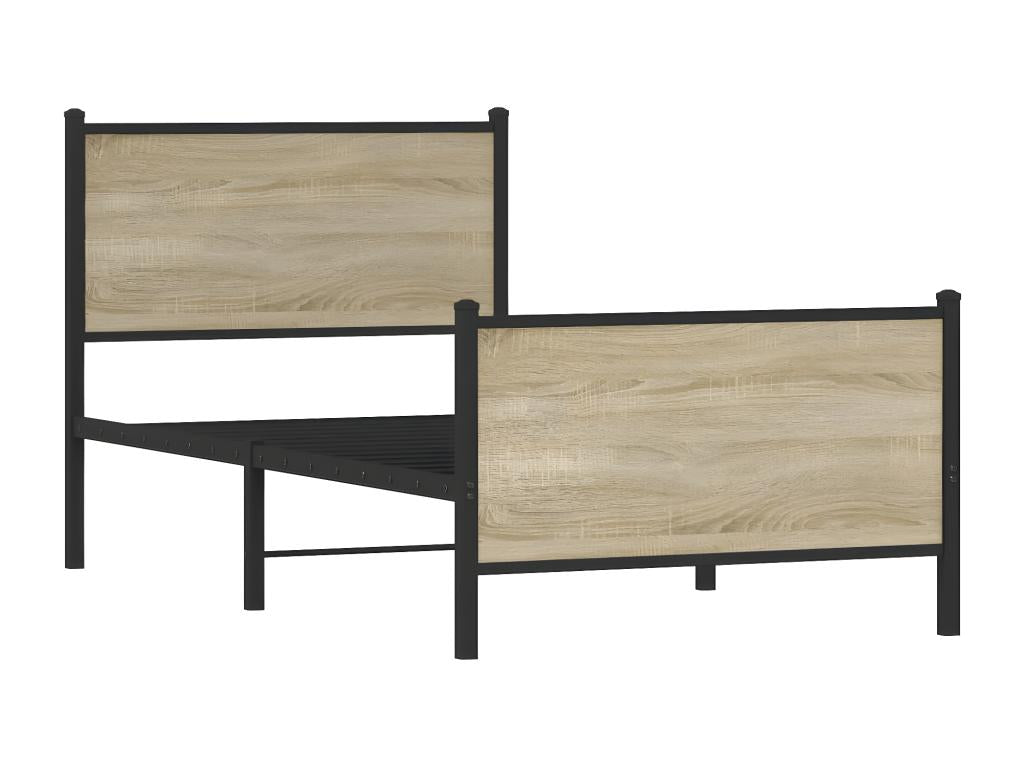 Cadre de lit métal avec tête de lit et pied de lit 75x190 cm BFGT40403
