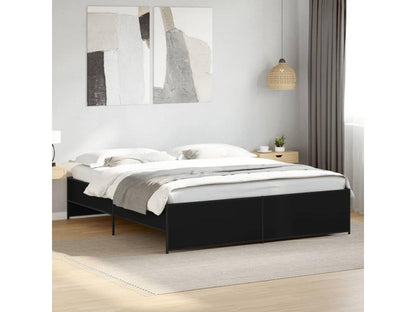 Cadre de lit noir 200x200 cm bois d'ingénierie et métal OKVL36028