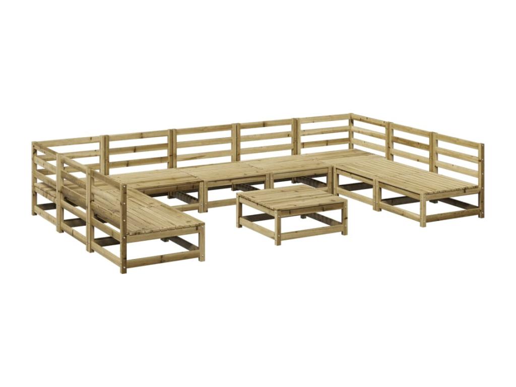 Salon de jardin 10 pcs bois de pin imprégné DKAX84824