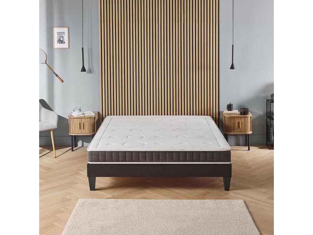 Artigeo - Ensemble INTUITION 90x200 cm - Matelas Mémoire de forme Sommier Bois KQXG78188