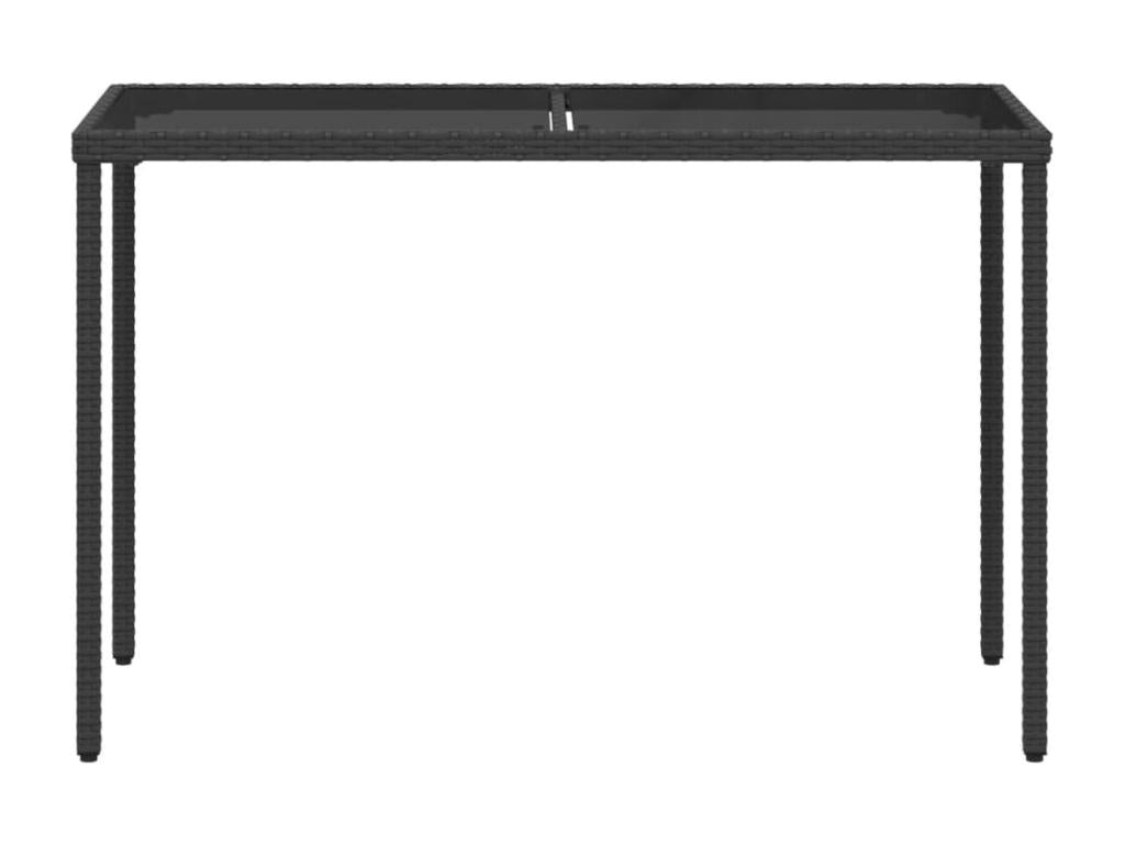 Table de jardin dessus en verre noir 115x54x74cm résine tressée DYQY86160