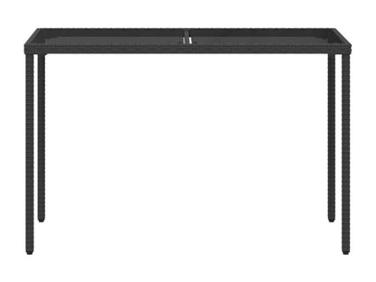 Table de jardin dessus en verre noir 115x54x74cm résine tressée DYQY86160