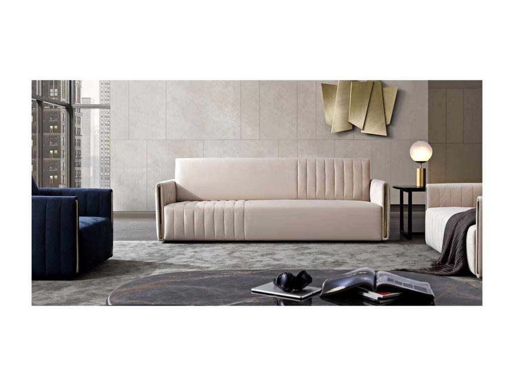 Canapé 3 places en velours Artigeo - Beige QMSK00563