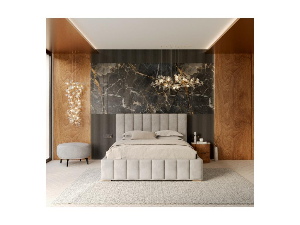 Lit Coffre Chezlova 140x190 cm avec sommier à Chezlova relevable Gris clair UEAA69679