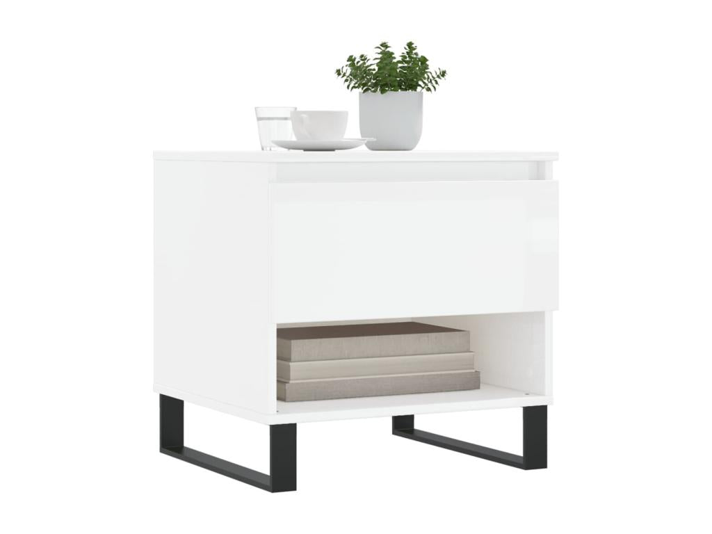 Tables basses 2 pcs blanc brillant 50x46x50 bois d'ingénierie IKFB92963