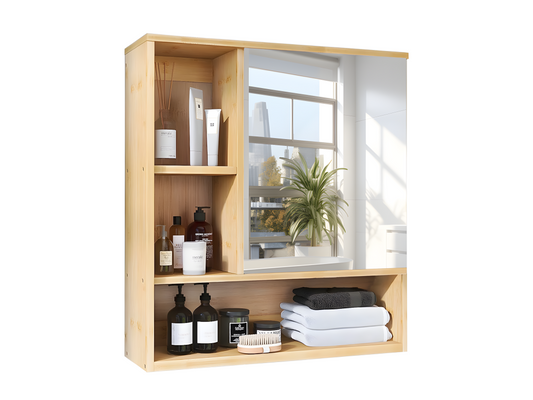 Armoire murale de salle de bain avec miroirs - Armoire de toilette 1 Porte H61cm CXLZ12601