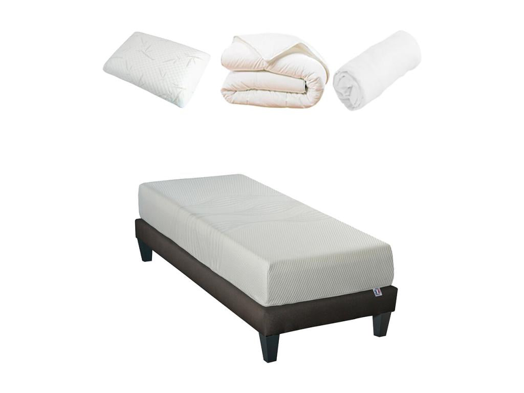 Artigeo - Pack Prêt à dormir SENSITIVE 90x190 cm - Matelas Mémoire de forme Sommier Accessoires YKJX93041