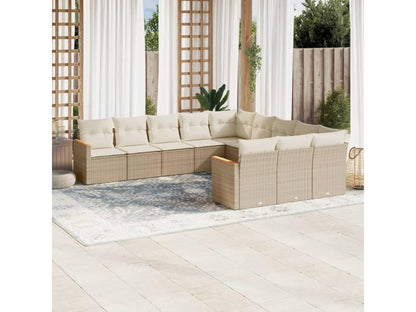 Salon de jardin 11 pcs avec coussins beige résine tressée HZYE75940