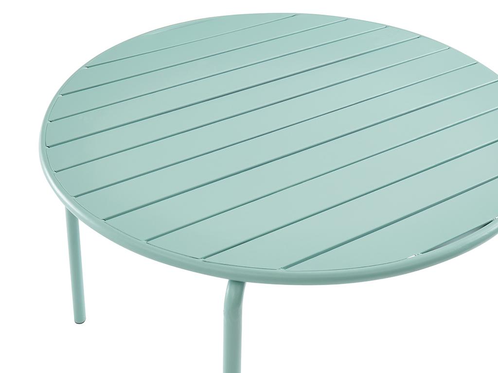Table de jardin ronde D.110 cm en métal - Vert amande - Artigeo TXND06277