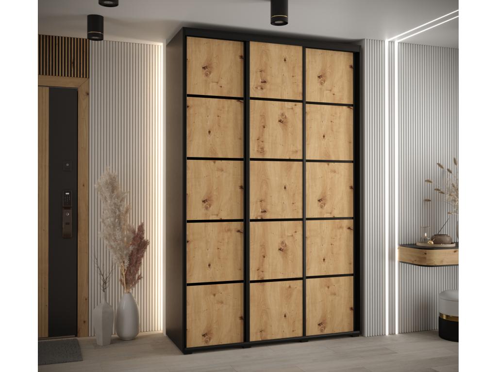 ARMOIRE Artigeo 4 À PORTES COULISSANTES 235.2/150/60 3 portes Noir/Artigeo/Noir DMCQ58782