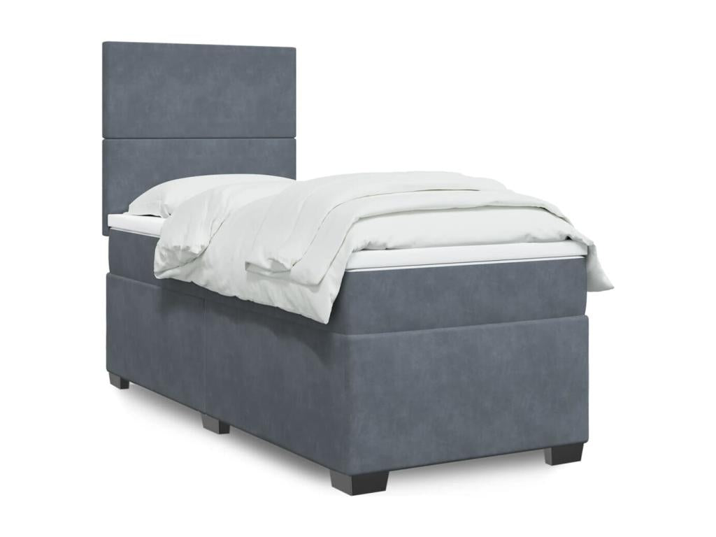 Sommier à Artigeo de lit et matelas Gris foncé 90x200 cm Velours VTSA00562