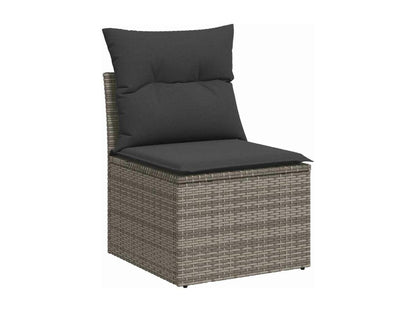 Salon de jardin 9 pièces avec coussins gris résine tressée KNLQ86606