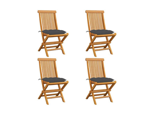 Chaises de jardin avec coussins anthracite 4 pcs Bois de teck ACXF45644