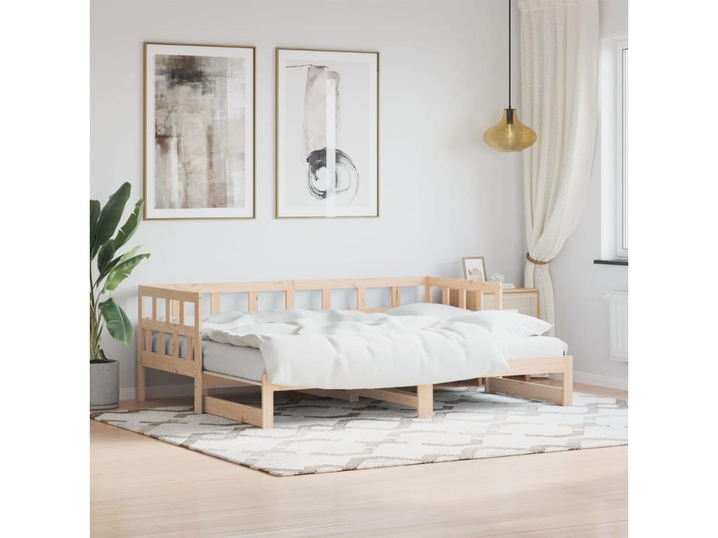 Lit de jour avec lit gigogne 80x200 bois de pin massif NUUR54821
