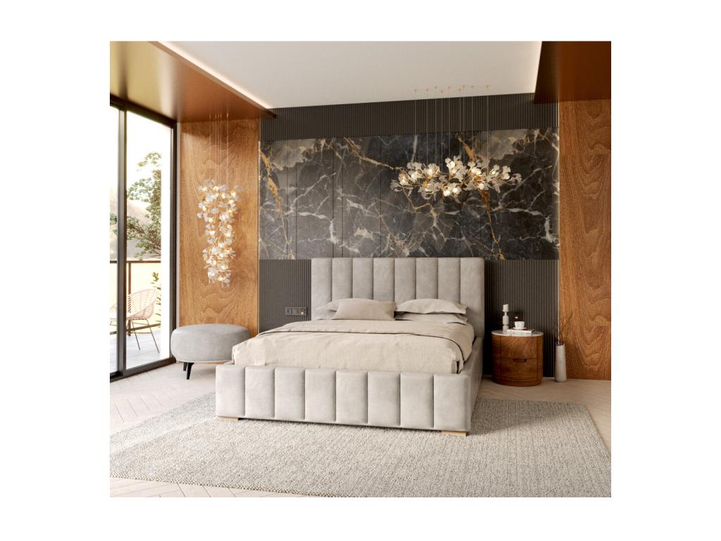 Lit Coffre Chezlova 140x190 cm avec sommier à Chezlova relevable Gris clair UEAA69679