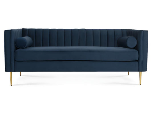 Canapé 3 places Artigeo Velours Bleu foncé pieds doré ZLEB16573