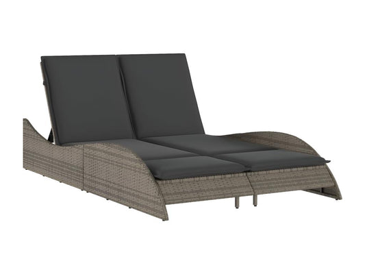Chaise longue avec coussins gris 114x205x73 cm résine tressée OAHD34584