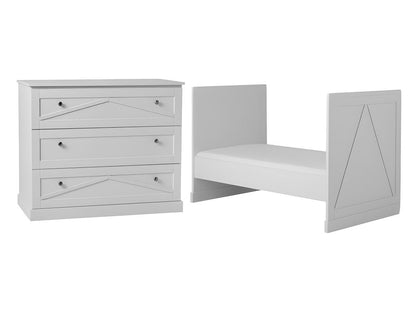 Lit bébé évolutif et Commode à langer Marie Blanc JACW28893