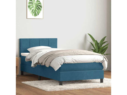 Sommier à Artigeo de lit et matelas bleu foncé 80x220 cm velours YGLU77494