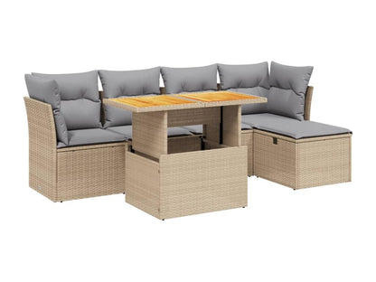 Salon de jardin avec coussins 6 pièces beige résine tressée XBZB66993