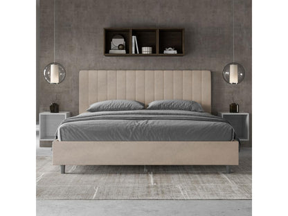 Lit Artigeo size coffre rembourré 200x200 microfibre sable Artigeo WLXU39336