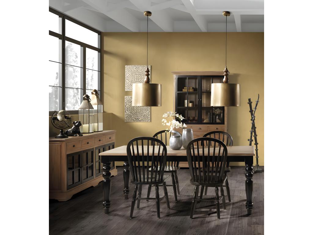 Artigeo - Table en bois beige et noir 8/10 personnes L200 NFFO87147