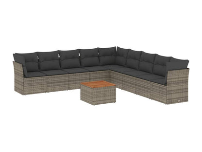 Salon de jardin avec coussins 10 pièces gris résine tressée EASG43298