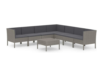 Salon de jardin 8 pcs avec coussins Résine tressée Gris 40 ZVLZ28364