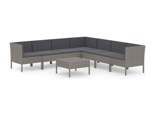 Salon de jardin 8 pcs avec coussins Résine tressée Gris 40 ZVLZ28364