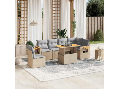 Salon de jardin avec coussins 7 pièces beige résine tressée XTPB50499