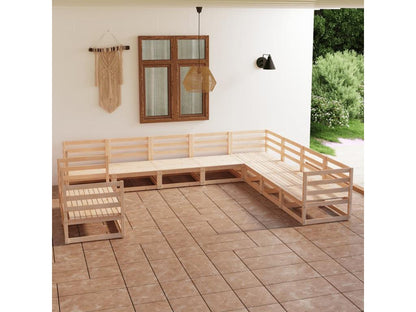 Salon de jardin 10 pcs bois de pin massif NWXJ32351