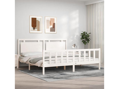 Cadre de lit sans matelas blanc bois de pin massif WIPQ46401
