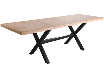 Table à manger rectangulaire extensible en bois coloris chêne / pieds noir EAYZ91157