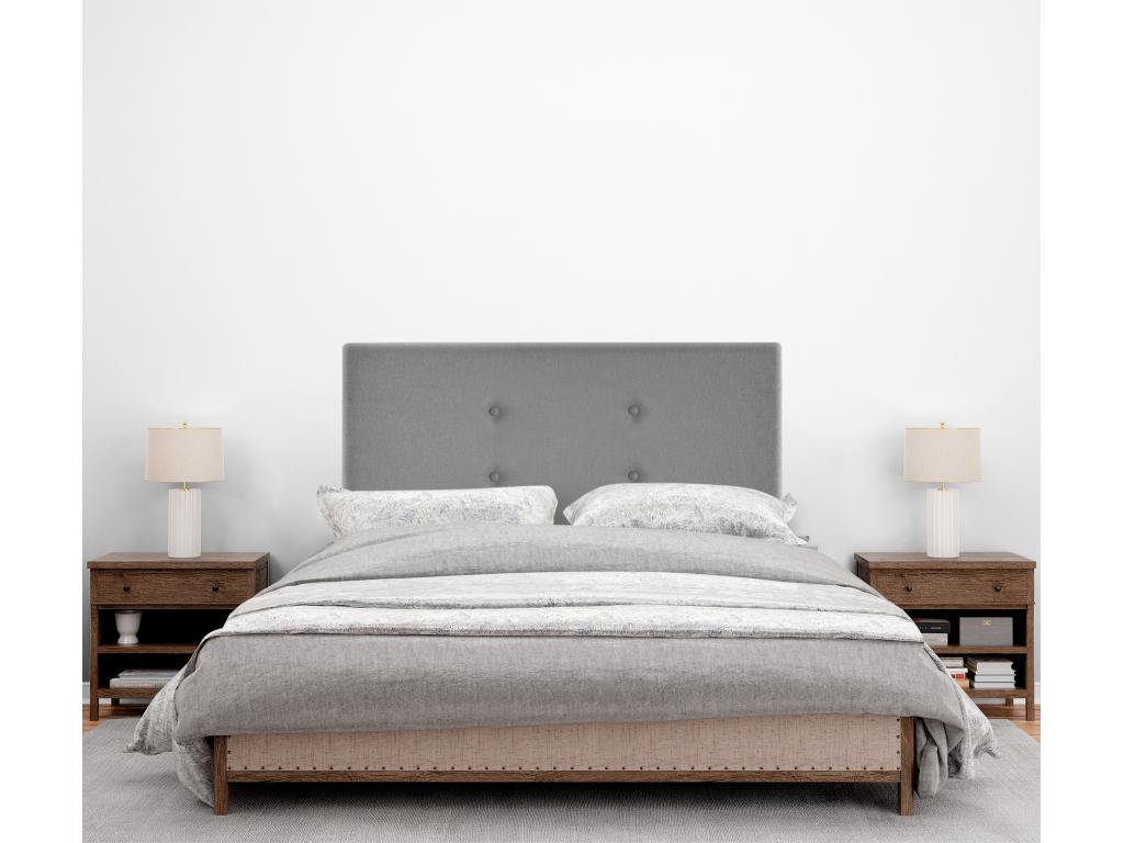 Artigeo Tête de lit en tissu Aqualine avec 2 Artigeoées de boutons 95x105cm avec pieds Lits 90 - Gris UAJS86203