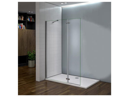 Paroi de douche fixe à l'italienne avec retour pivotant 100 40x200cm charnières avec barre de fixation 73-120cm en carré XLAW51111