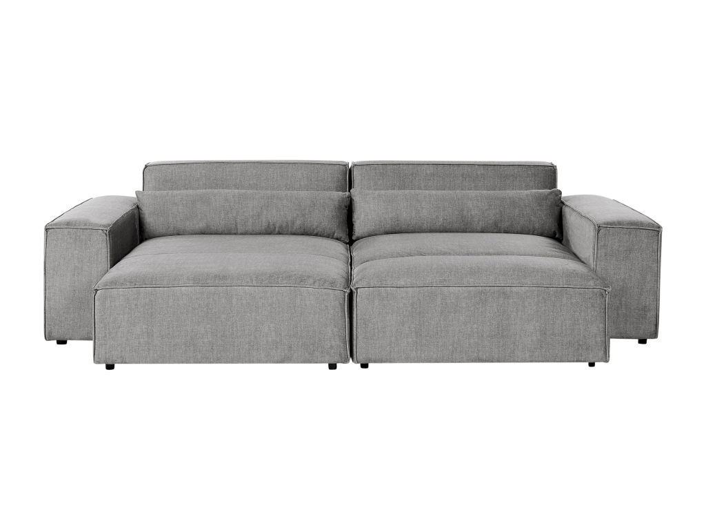 Canapé d'Angle à gauche 2 Places Modulable avec Ottoman Moderne en Tissu Rembourré Gris Artigeo QTAF63536