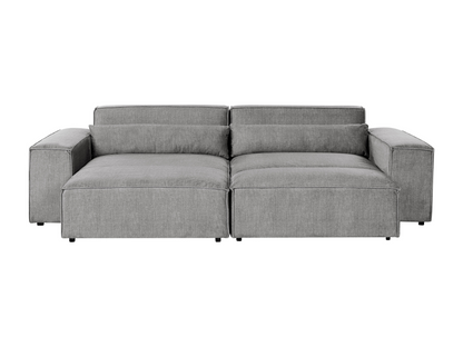 Canapé d'Angle à gauche 2 Places Modulable avec Ottoman Moderne en Tissu Rembourré Gris Artigeo QTAF63536