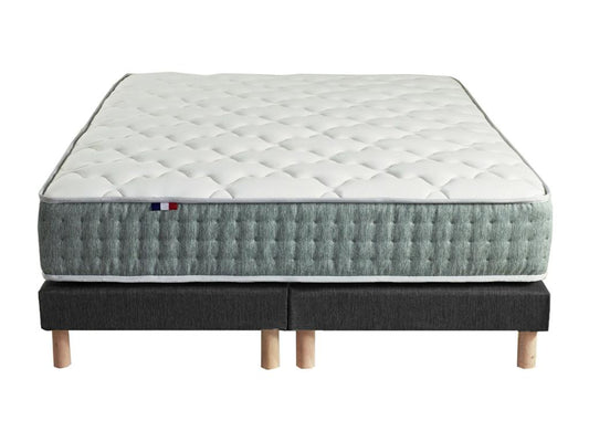 Ensemble matelas Ressort 7 zones Artigeo Sommier couette oreillers Fabriqué en France Dimensions - 2x90x200 cm Sommier - Noir RMNX04302