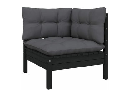 Salon de jardin 8 pcs avec coussins Noir Bois de pin massif NHXP95670