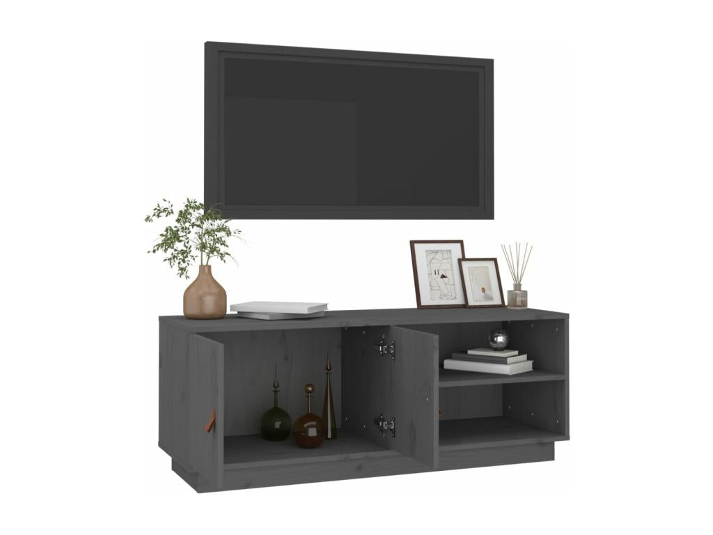 Meuble TV Gris 105x34x40 cm Bois de pin massif TRVX53764