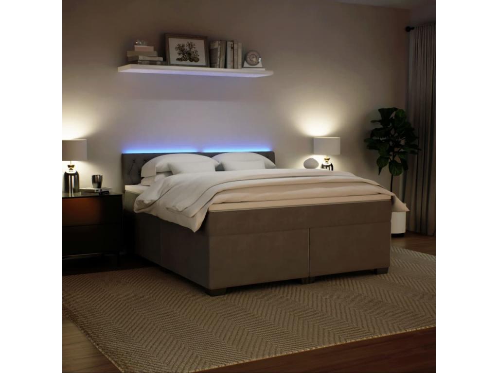 Sommier à Artigeo de lit et matelas Gris clair 180x200cm Velours RMBF93374