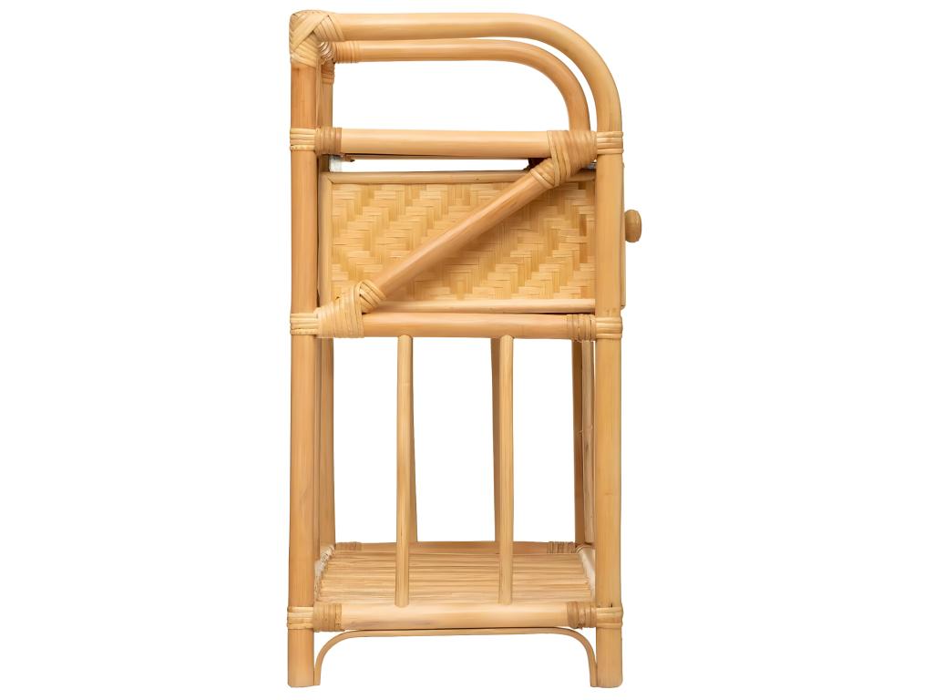 Table de chevet / Table de nuit en rotin - Longueur 45 x Profondeur 30 x Hauteur 60 cm OBOI36677