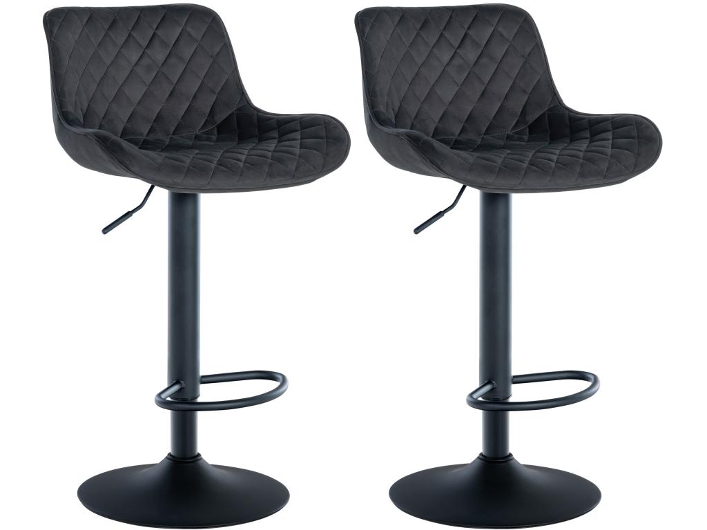Lot de 2 Tabouret de bar - Velours / Métal - Noir - Artigeo DWIC35170