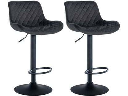 Lot de 2 Tabouret de bar - Velours / Métal - Noir - Artigeo DWIC35170