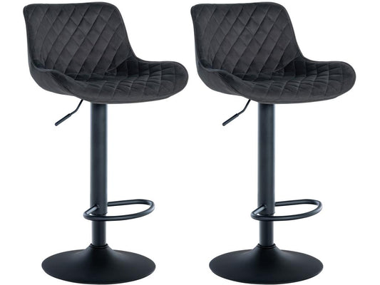 Lot de 2 Tabouret de bar - Velours / Métal - Noir - Artigeo DWIC35170