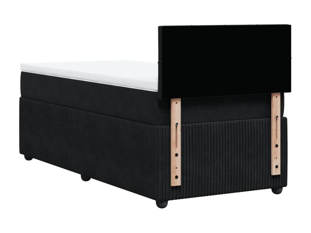 Sommier à Chezlova de lit avec matelas Noir 100x200 cm Velours EDUC48033