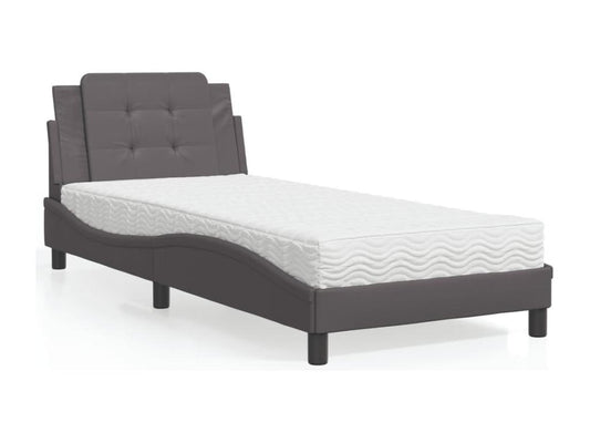 Lit avec matelas gris 90x190 cm similicuir FVWP49730