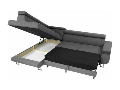 Canapé d'angle Artigeo 306 Gris Fonction de couchage Boîte de literie 253x188x71cm OITG03849